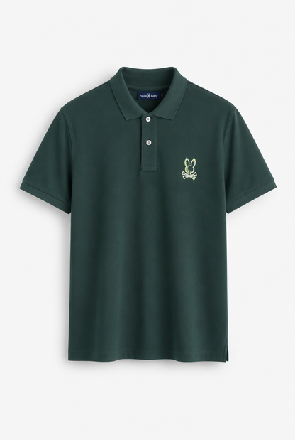 Polo Psycho Bunny Logo Grande Verde Oscuro