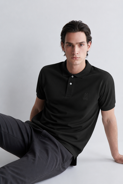 Polo Psycho Bunny Logo Pequeño Negro