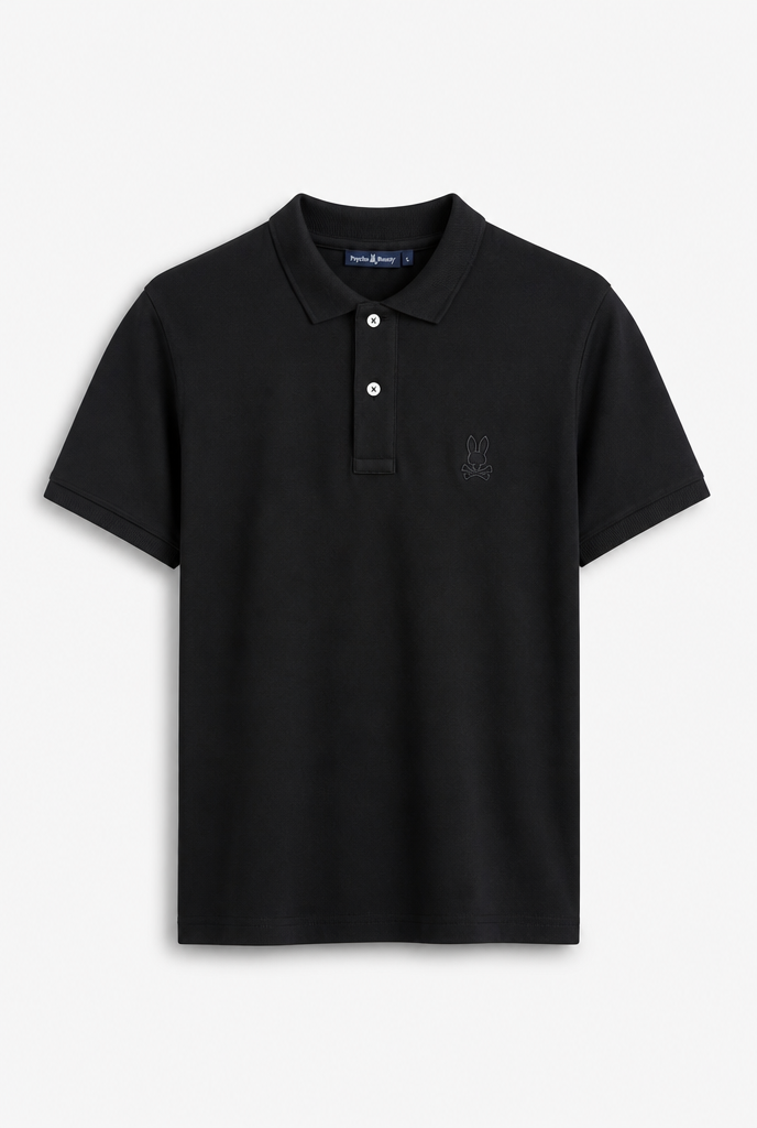 Polo Psycho Bunny Logo Pequeño Negro