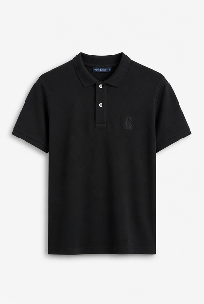 Polo Psycho Bunny Logo Pequeño Negro